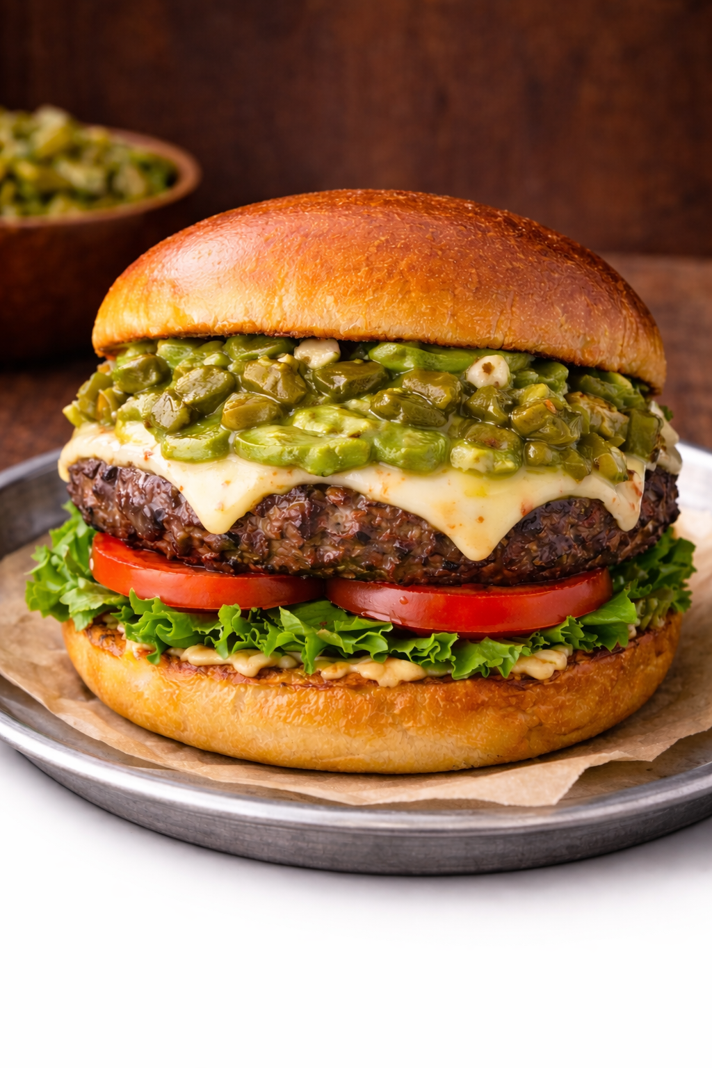Hatch Green Chile Burger at Game Day Pizzeria